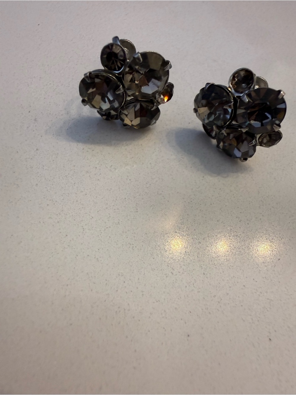 Smoky Crystal Cluster Stud Earrings - Women Jewelry